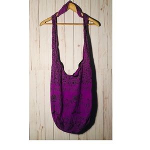 Indian shoulder bag elephants purple